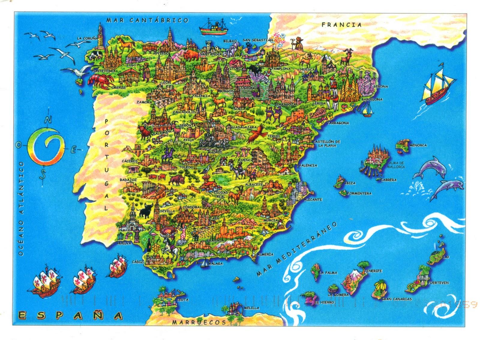 España De Las Atracciones Turísticas Mapa De España Mapa De Lugares De Interés Turístico El 4148