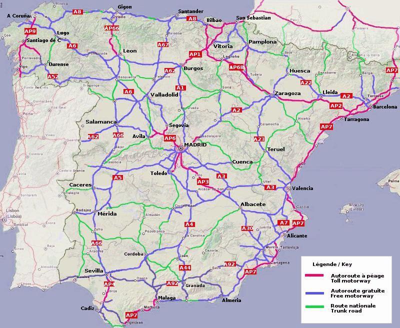 España Mapa De Las Autopistas 