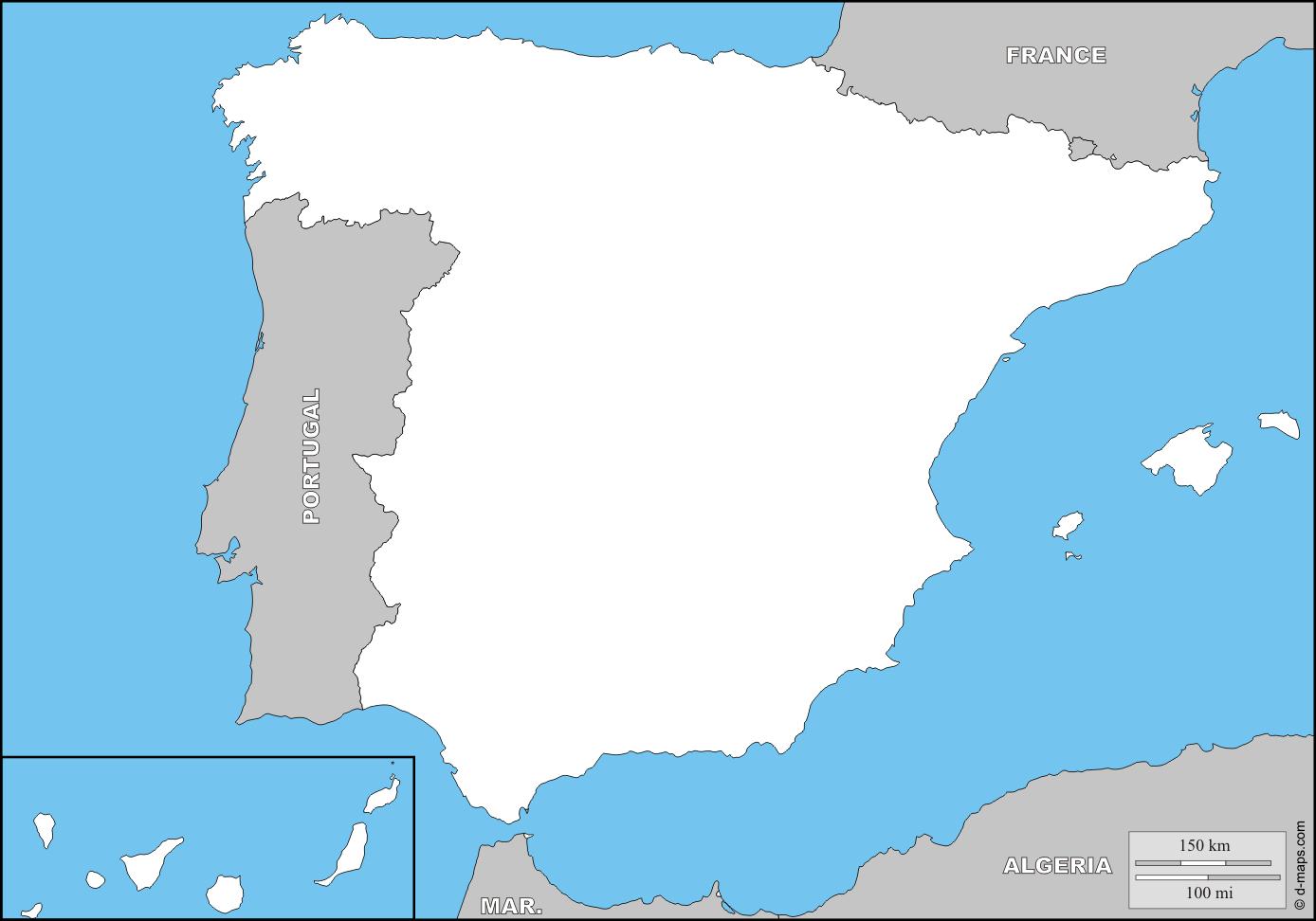 mapa de españa simple Simple, España mapa   mapa Sencillo de España (el Sur de Europa 