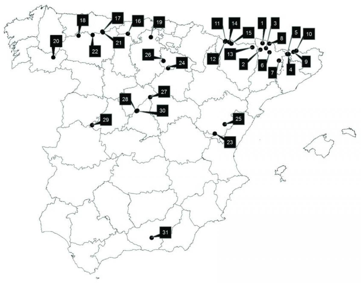 España estaciones de esquí mapa