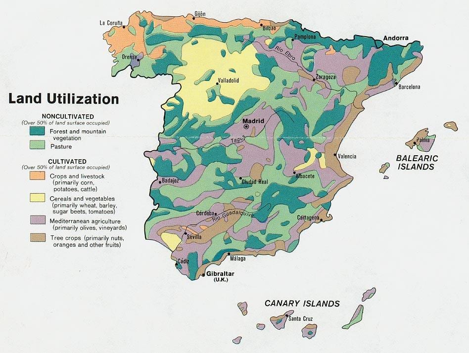 mapa de España de la agricultura