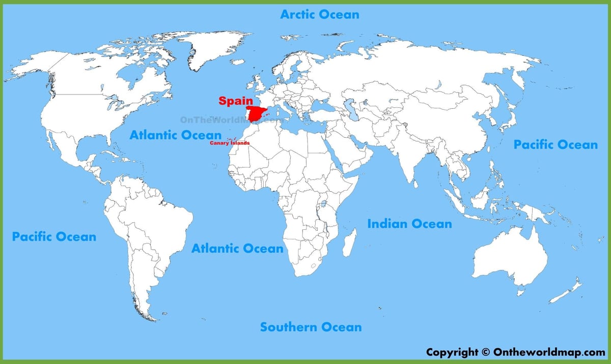 mapa del mundo con España