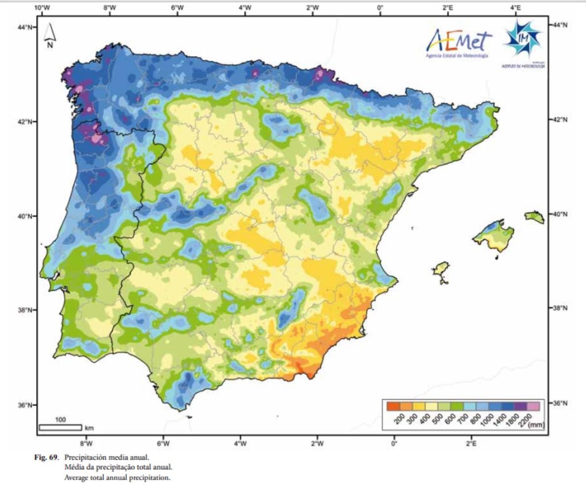 España precipitaciones mapa