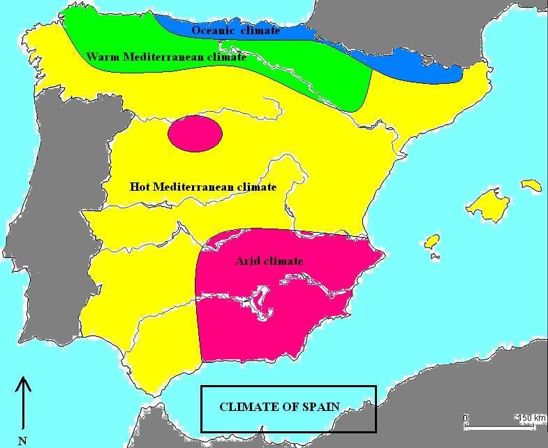 mapa de España climático