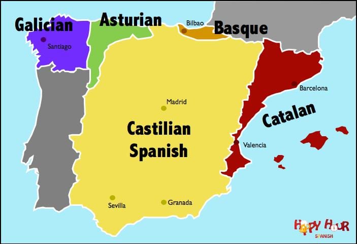 mapa de España idioma