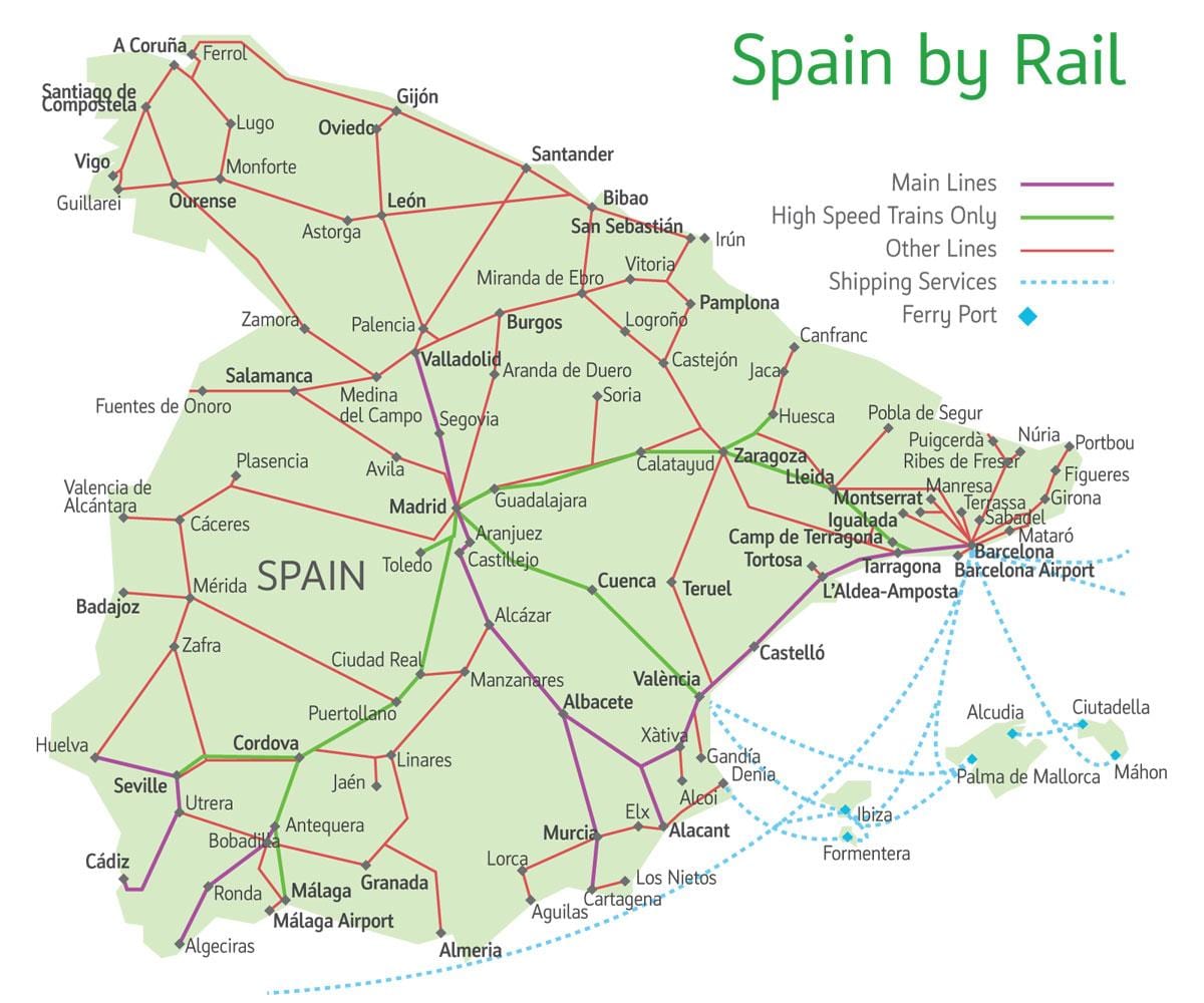 mapa de rutas de tren en España