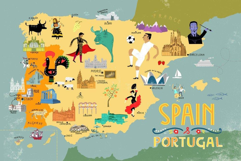 España mapa turístico de las ciudades