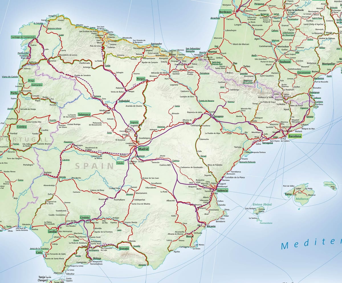 mapa de España de ferrocarril