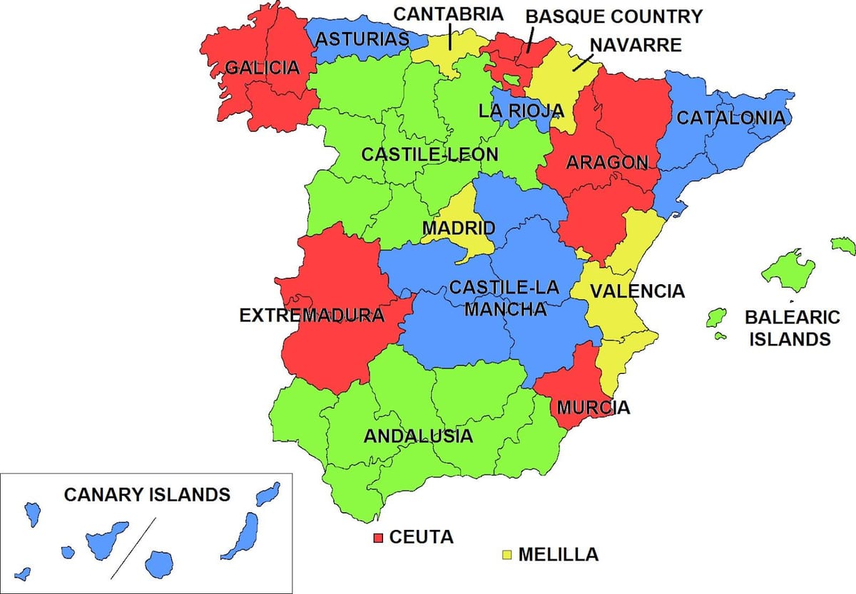 mapa de España y regiones