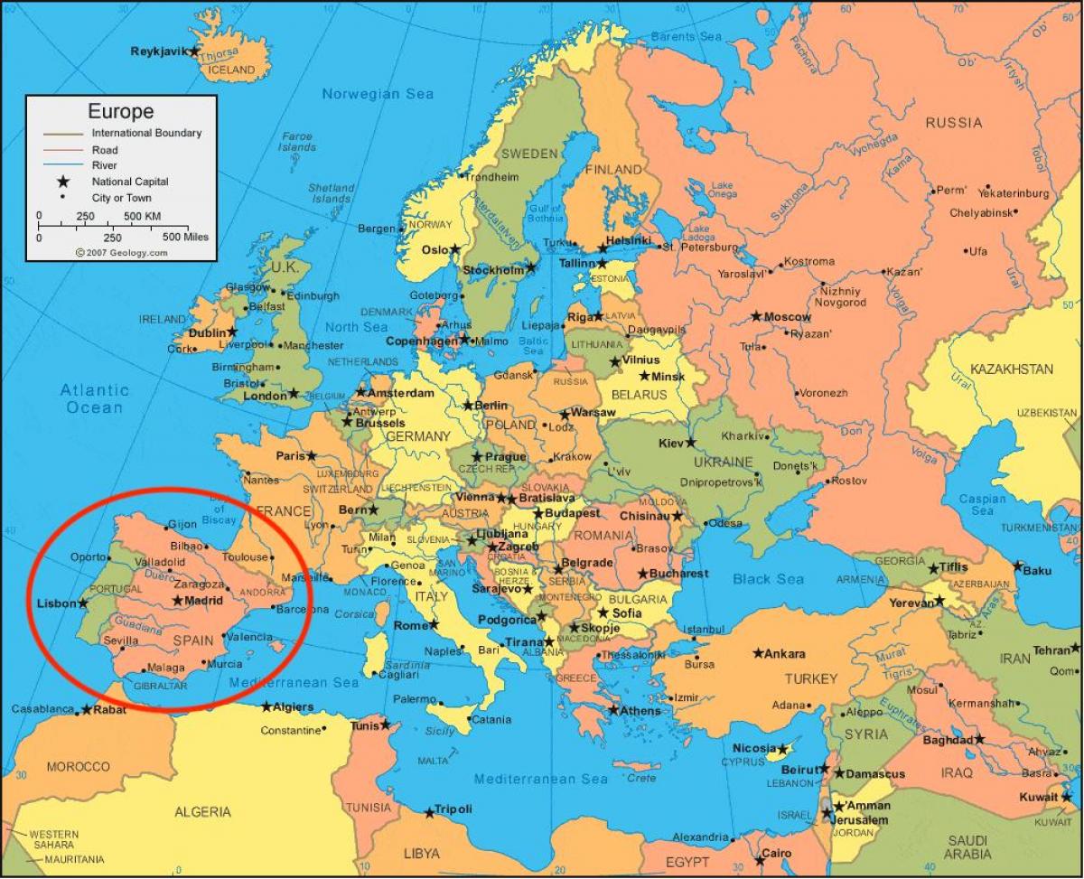 mapa de España y de europa