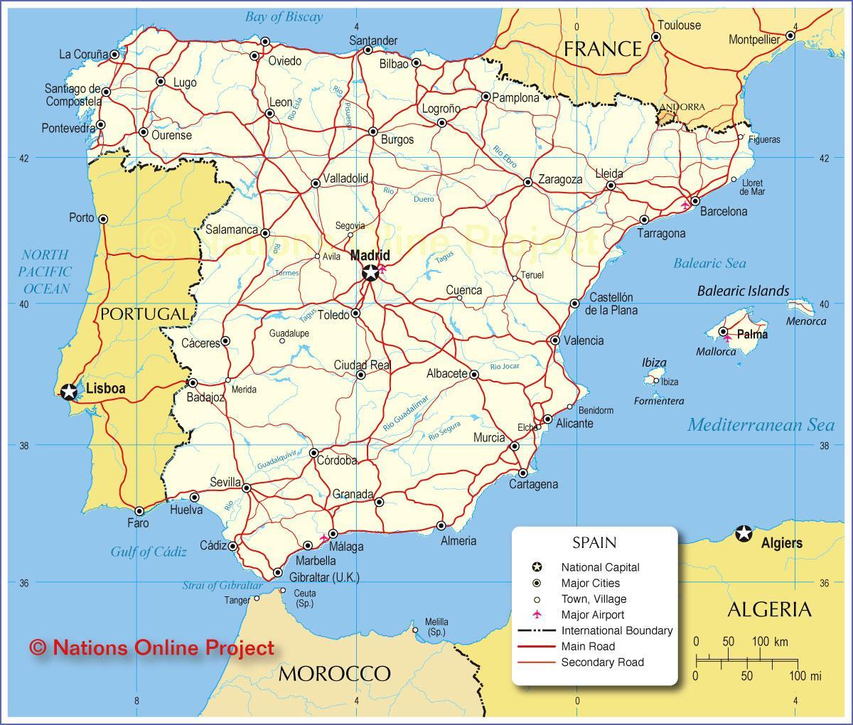 mapa de España transportes