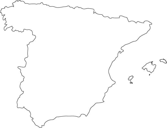 esquema del mapa de España con las ciudades