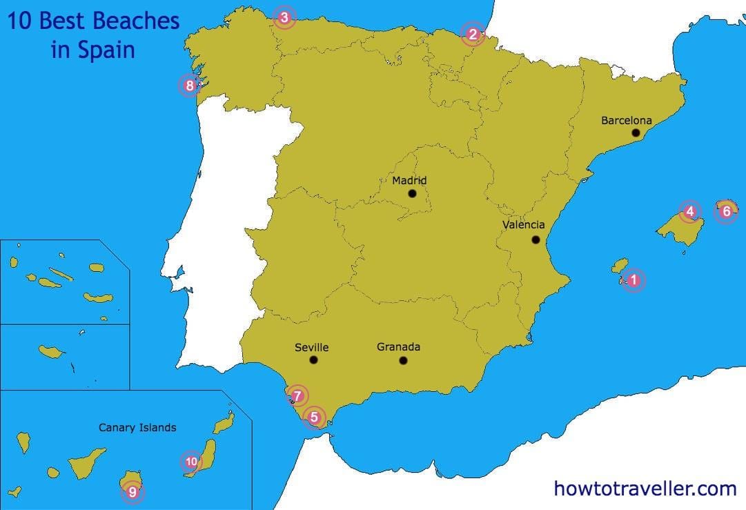 mapa de las mejores playas de España