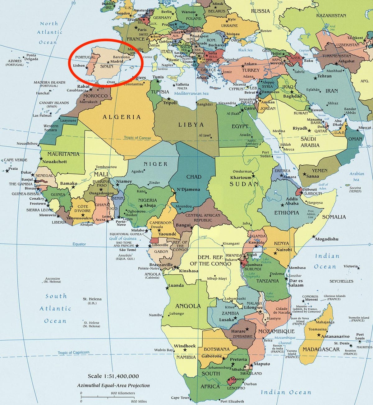 áfrica y España mapa