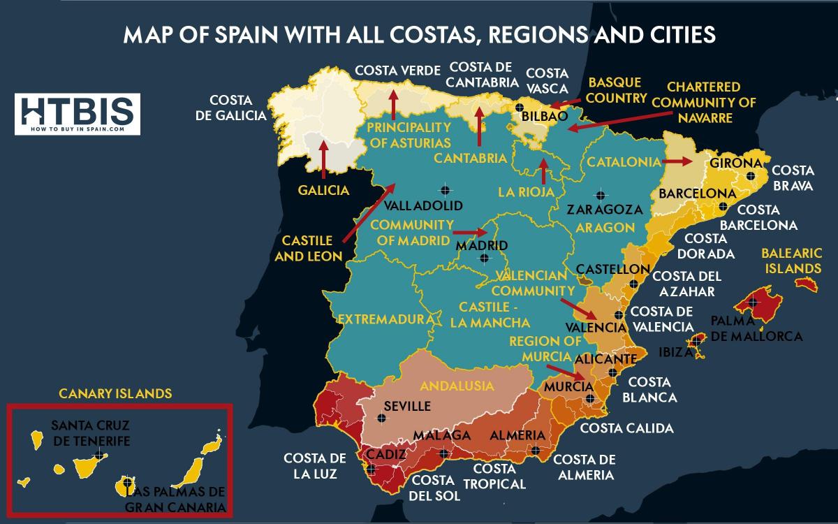 mapa costa este de españa Mapa de la costa este de España   mapa Detallado de la costa este 