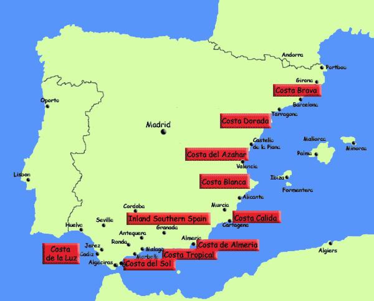 mapa del sur de España turísticos de