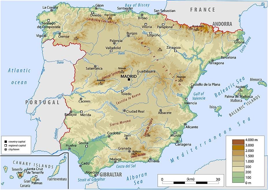 mapa físico de España