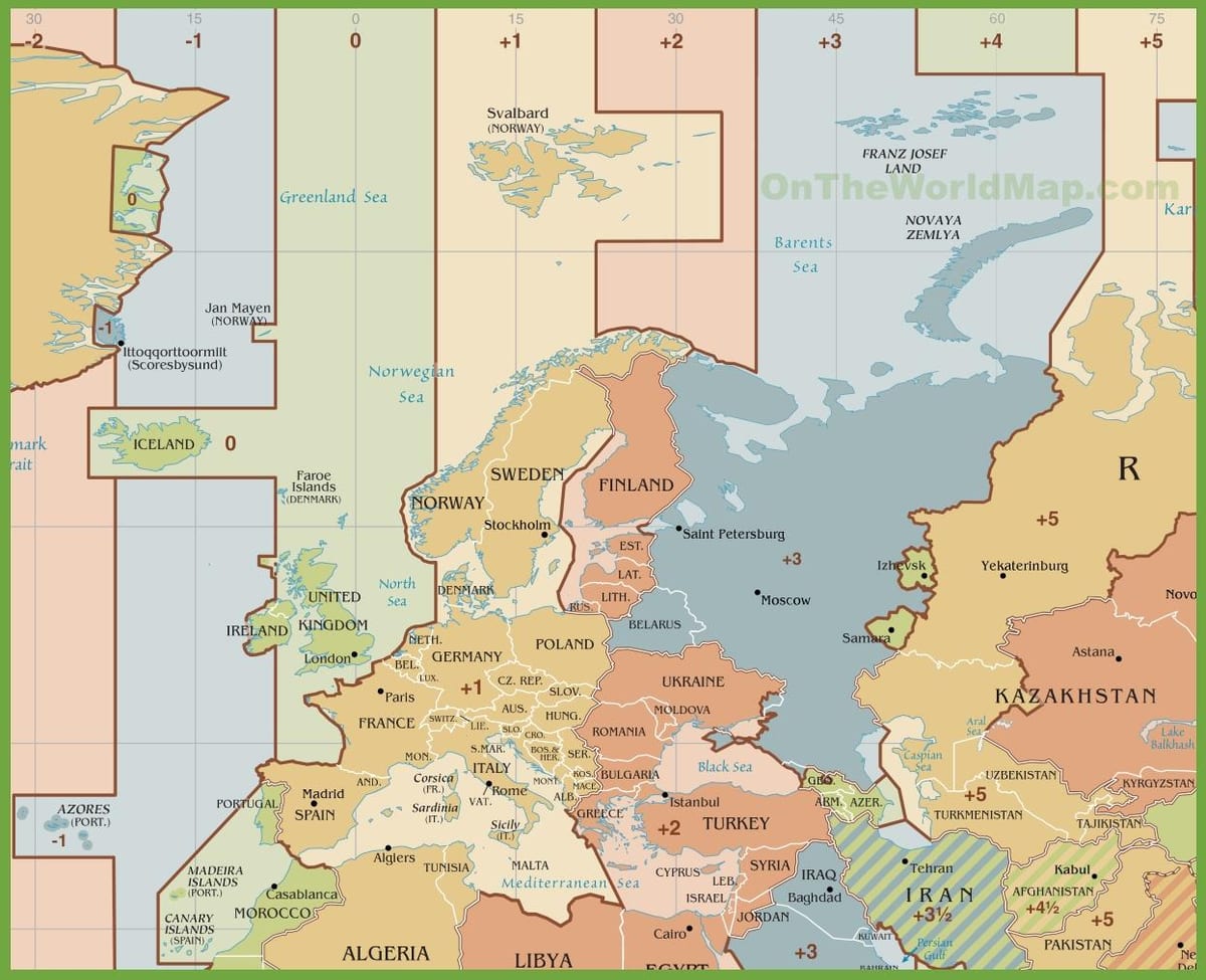 mapa de zona horaria de España