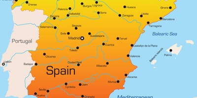 Destinos de vacaciones en España mapa