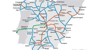 España tren de alta velocidad (mapa