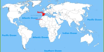 Mapa del mundo con España