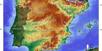 Mapa de España de elevación