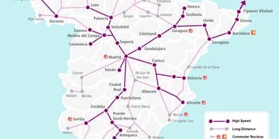España mapa ferroviario de renfe