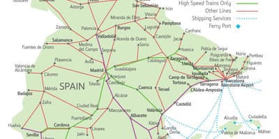 Mapa de rutas de tren en España