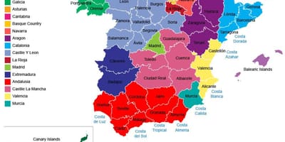 España regiones del mapa de las provincias