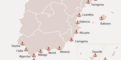 Puertos de Ferry en España mapa