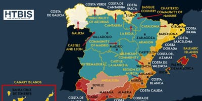 Mapa de la costa sur de España