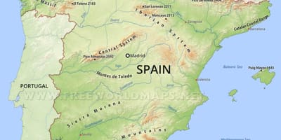Mapa de montañas de España