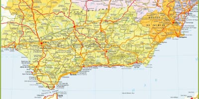 Mapa detallado del sur de España